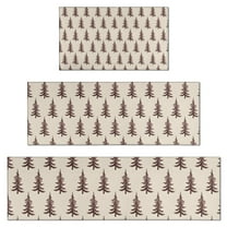 Brown Christmas Tree Pattern Kitchen Rugs Sets Of 3,Kitchen Runner Rugs Non Skid Washable,Decorative Kitchen Floor Mats for Kitchen,Sink,Laundry,17"x30" 17"x47" 17"x59"