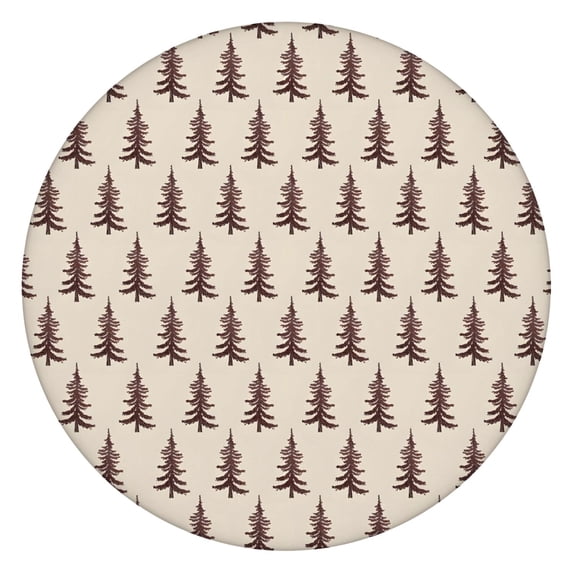 Brown Christmas Tree Pattern Round Fitted Tablecloth with Elastic Edge,Dining Table Cover Waterproof,Outdoor Round Tablecloth for Camping,Dining,Indoor and Outdoor