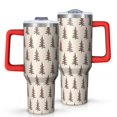 thumbnail image 1 of Brown Christmas Tree Pattern Tumbler with Handle and Lid,40oz Double Wall Vacuum Insulated Tumbler,Cups Gift for Women and Men, 1 of 7