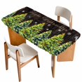 thumbnail image 1 of Brown Christmas Tree Table Cloths for 3 Foot Rectangle Tables, Xmas Trees Snowflake Winter Wood Patio Waterproof Elastic Fitted Tablecloths, Washable Rectangular Table Cover for Camping, 1 of 8