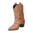 thumbnail image 1 of Brown Chunky Heel Pointed Toe Boots Flared Leg Western Style Ladies Winter Casual Lace Up Mid Calf Footwear, 1 of 9