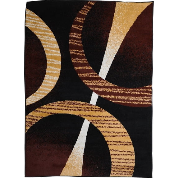 Brown Circles Modern 2x3 Area Rug Contemporary Carpet Rugs Mat - Actual Size 1'9" x 2'11"
