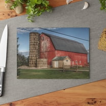 U R There Photography Brown City Lincoln Street Red Rustic Farmhouse Tempered-Glass Cutting Board 8"x 11"