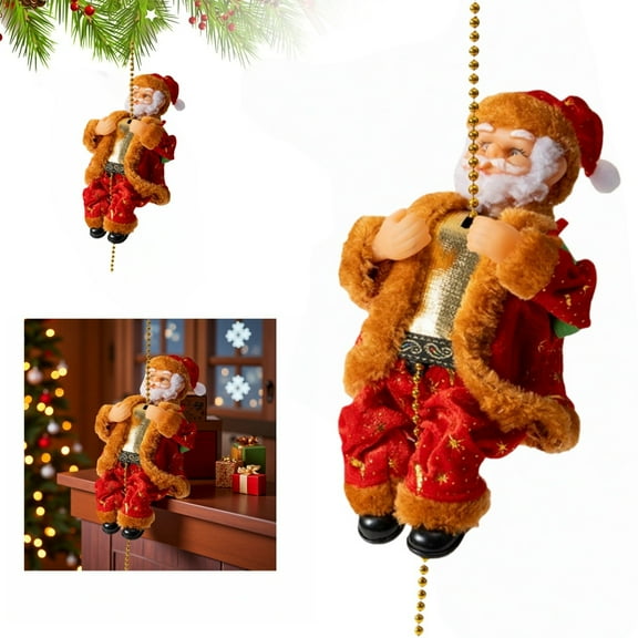 Brown Climbing Santa Santa Climbing Up And Down Climbing Santa Accompanied By Light Music And Sound. Cat Interactive for Kids Interactive Talking for Toddlers Baby Singing with Lights Dolls for Boys