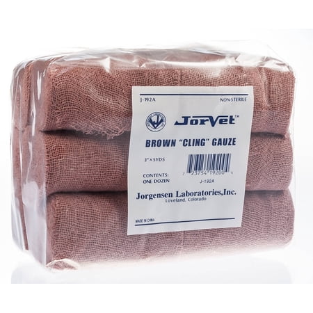 JorVet Brown Cling Gauze | 100 Percent Cotton, Soft & Breathable for Wound Care | Ideal for Healing & Recovery | Brown | 12 Rolls 3" x 5 Yards