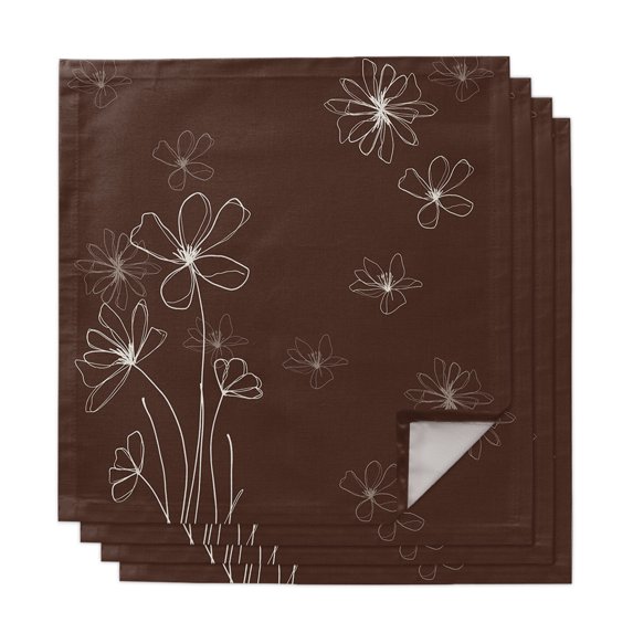 Brown Cloth Napkins, Spring Flora Washable and Reusable Dinner Napkins Set of 4, Table Napkin for Kitchen Party Birthday Wedding Hotel Housewarming 20"x20"