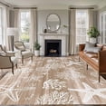 thumbnail image 1 of Brown Coastal Area Rugs 8'x10', Washable Small Throw Rugs for Living Room Patio, Summer Beach Nautical Starfish Coral Vintage Indoor Outdoor Rug Non-Slip Low Pile Carpet Runner Reversible Floor Mats, 1 of 8