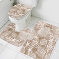thumbnail image 1 of Brown Coastal Bathroom Rugs Set Nautical Starfish Octopus Coral Summer Non Slip Absorbent Soft Bath Mats 3 Piece Set with Bathroom Rug, U-Shaped Floor Mat, Toilet Seat Cover Small Size, 1 of 9
