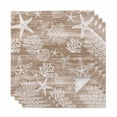 thumbnail image 1 of Brown Coastal Cloth Napkins, Summer Beach Nautical Starfish Coral Vintage Washable and Reusable Dinner Napkins Set of 4, Table Napkin for Kitchen Party Birthday Wedding Hotel Housewarming 20"x20", 1 of 9