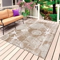 thumbnail image 1 of Brown Coastal Outdoor Rug 4x6 Ft, Non Slip Washable Area Rug, Nautical Starfish Coral Jellyfish Shell Sea Patio Rugs Carpet Runner, Large Floor Mat for Indoor/Outdoor Deck Porch Camping, 1 of 8