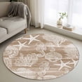 thumbnail image 1 of Brown Coastal Round Area Rug 3.3Ft Washable Circle Rugs for Dining Room Table, Nautical Coral Starfish Shell Seahorse Ocean Non-Slip Carpet Floor Mats Indoor Outdoor Carpet Runner Home Decor, 1 of 8