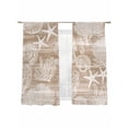 thumbnail image 1 of Brown Coastal Sheer Curtains 63 Inch Long 2 Panels, Nautical Starfish Seahorse Coral Summer Light Filtering Rod Pocket Curtains, Sheer Voile Drapes for Living Room Bedroom, 52"x63", 1 of 8