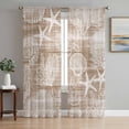 Brown Coastal Sheer Curtains for Living Room Bedroom Nautical Coral ...