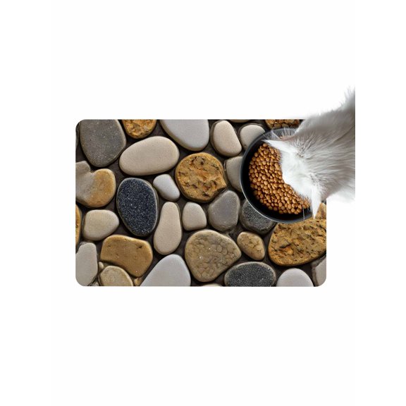 Brown Cobblestone Style Doormat Modern Abstract Art Beach Cobblestones Non Slip Diatomaceous Earth Door Mat Absorbent Quick Dry Soft Washable Entrance Rug for Bathroom Laundry Room 16"x24"
