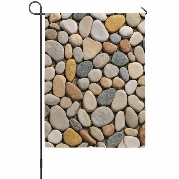 Brown Cobblestone Style Garden Flag 12 x 18 Inches, Modern Abstract Beach Cobblestones Weather Proof Outdoor Patio Flags Double Sided Small Garden Decoration for Yard Outside Home