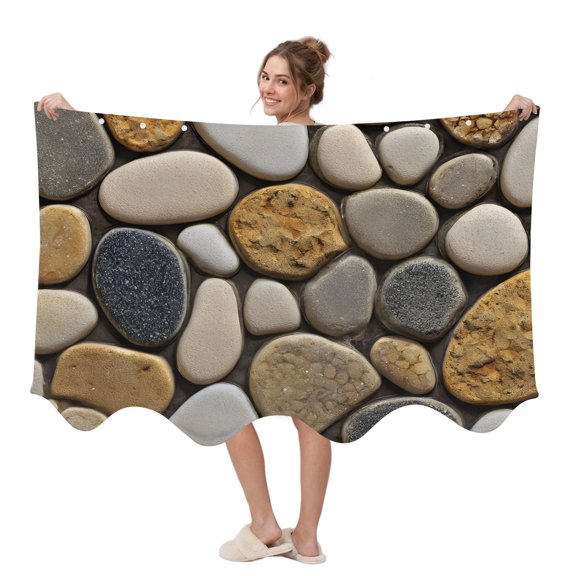 Brown Cobblestone Style Wearable Blanket, Modern Abstract Art Beach Cobblestones Plush Thick Cozy Flannel Oversized Adult Throw Body Wearable Blankets with Pocket Gifts for Women Men 45x64in