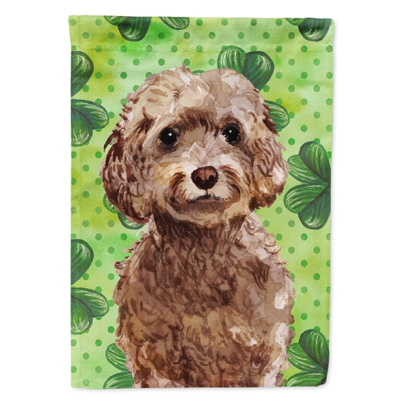 Brown Cockapoo St. Patricks Garden Flag