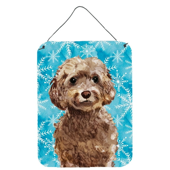 Brown Cockapoo Winter Wall or Door Hanging Prints