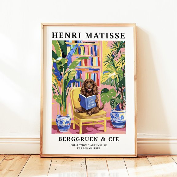 Brown Cocker Spaniel Book Lover Wall Art Home Decor