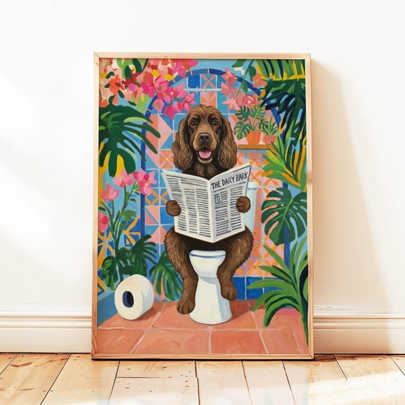 Brown Cocker Spaniel Toilet Dog Wall Art Bathroom Home Decor