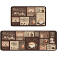 thumbnail image 1 of Coffee Chef Kitchen Rugs Set of 2,17"x30"+ 17"x47"Anti Fatigue Kitchen Mats for Floor,Non Slip Washable Kitchen Runner Rug 2 Piece Set,Brown Vintage Comfort Standing Mat for Kitchen Home Decoration, 1 of 7