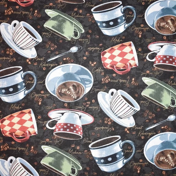 Brown Coffee Mug Toss Cotton Fabric