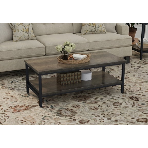 Brown Coffee Table Assembles in Minutes, Transitional Style