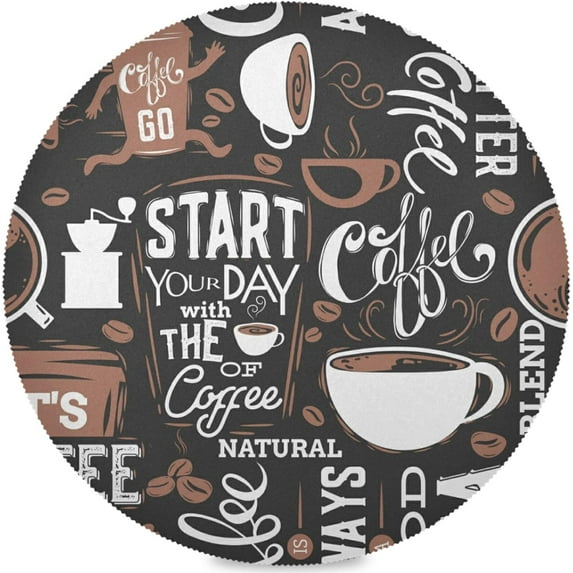 Brown Coffee Theme Beans Pattern, Round Tablecloth Waterproof Anti-Shrink Soft Polyester Table Cloth Washable Table Cover for Banquet Home Indoor or Outdoor 60"X 60"