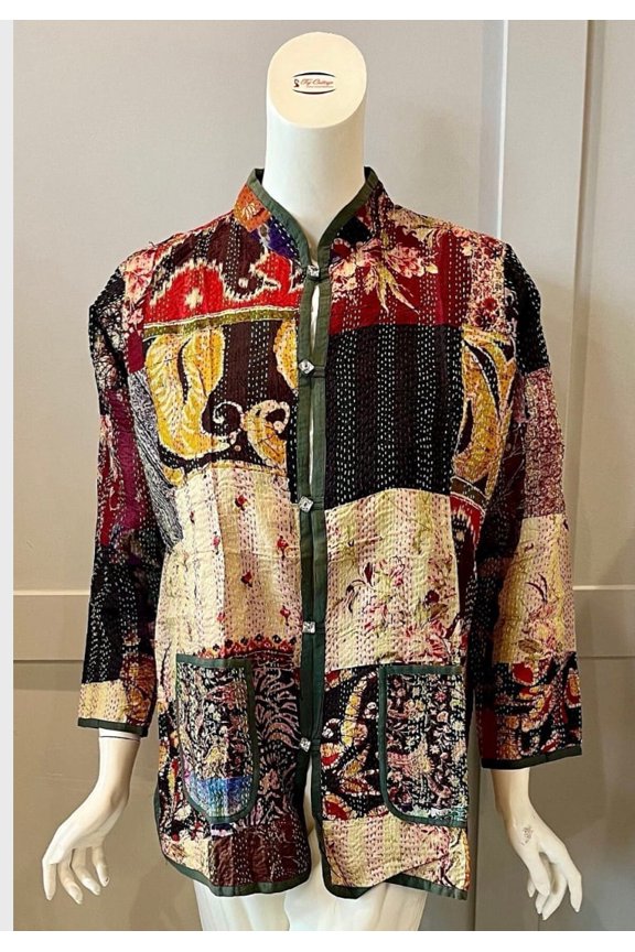 Brown Color Kantha Work Jacket