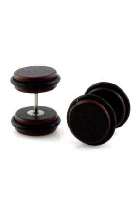 Brown Color Organic Wood O-Ring Style Fake Cheater Plugs Body Jewelry
