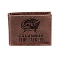 thumbnail image 1 of Brown Columbus Blue Jackets Bi-Fold Leather Wallet, 1 of 1