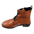 thumbnail image 1 of Brown Comfortable Carved Ankle Boots For Women With Chunky Heel Fall Winter Fashion, 1 of 9