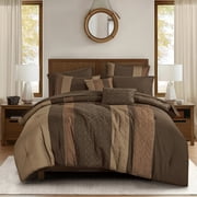 Brown Comforter with Sheets Set King, 9-Piece Bed in a Bag