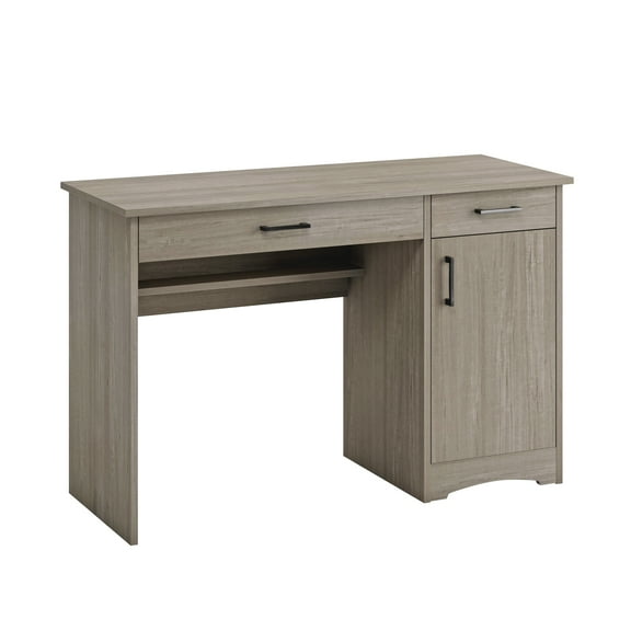 Brown Computer Desk with Flip Keyboard Panel and CPU Storage