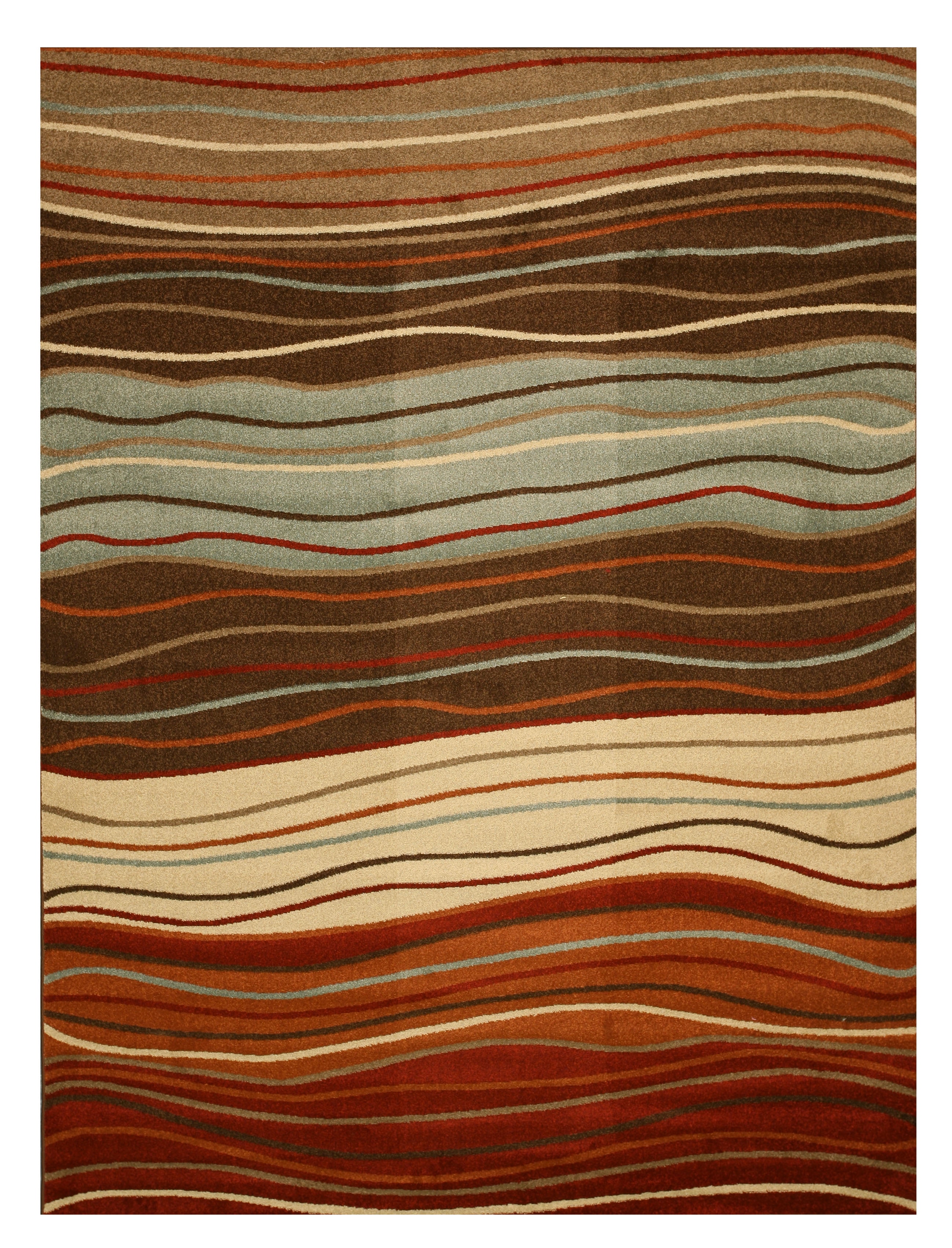 Brown Contemporary Abstract Waves Rug