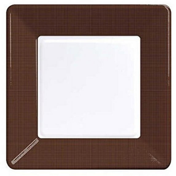Brown Coordinate Textured Square 9-inch Plates. 12 Per Pack