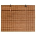 thumbnail image 1 of Brown Cordless Bamboo Slat Roll Up Blind with Privacy Backer Liner - 30-Inch Wide by 72-Inch Long, 1 of 6