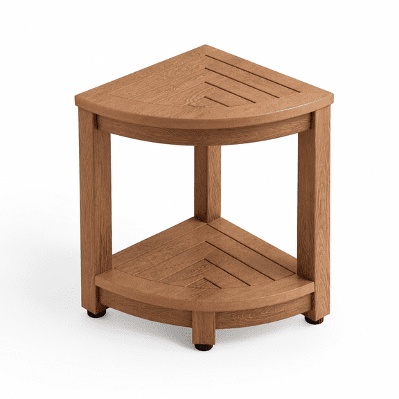 Brown Corner Shower Stool, Waterproof Polystyrene Bathroom Bench for Shaving & Foot Rest