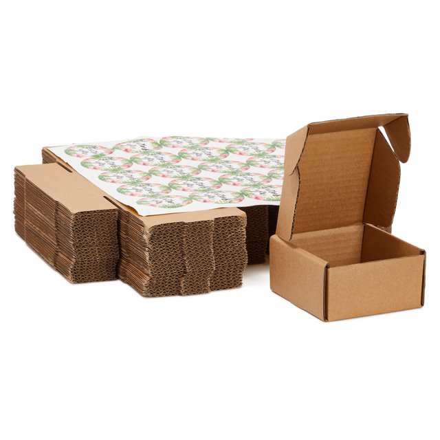 Brown Corrugated Shipping Boxes, 4x4x2 Box Cardboard Mailers with Thank