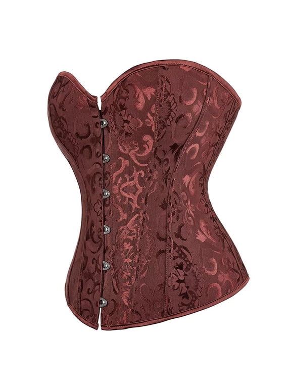 Brown Corset for Women Top Lingerie Bustier Overbust Lace up Classic Basques Pirate Plus Size Vintage Coffee L