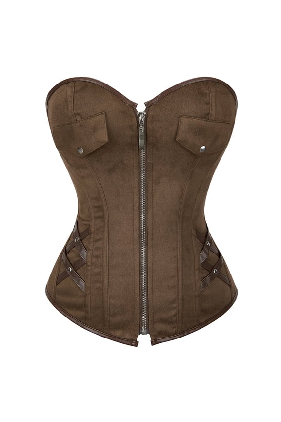 Brown Corsets for Women Top Steampunk Basques Lingerie Costume Renaissance Pirate Gothic Burlesque S