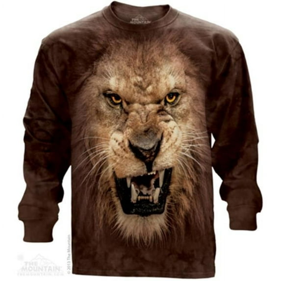 Brown Cotton Roaring Lion Ls Animal Adult Long Sleeve T-Shirt