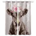 thumbnail image 1 of Brown Cow Blackout Curtains for Bedroom/Living Room, Vintage Animals Spring Floral Wooden Thermal Insulated Kitchen Drapes with Grommets, Light Blocking Window Treatment, 2 Panels 42" x 45", 1 of 7