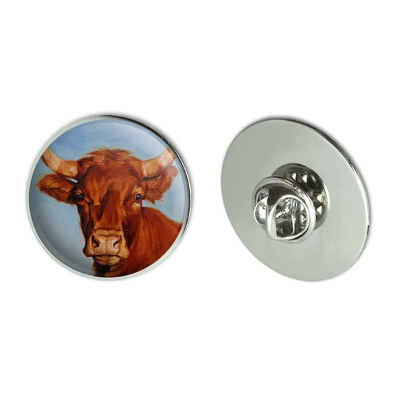Brown Cow Cattle Horns Metal 1.1" Tie Tack Hat Lapel Pin Pinback