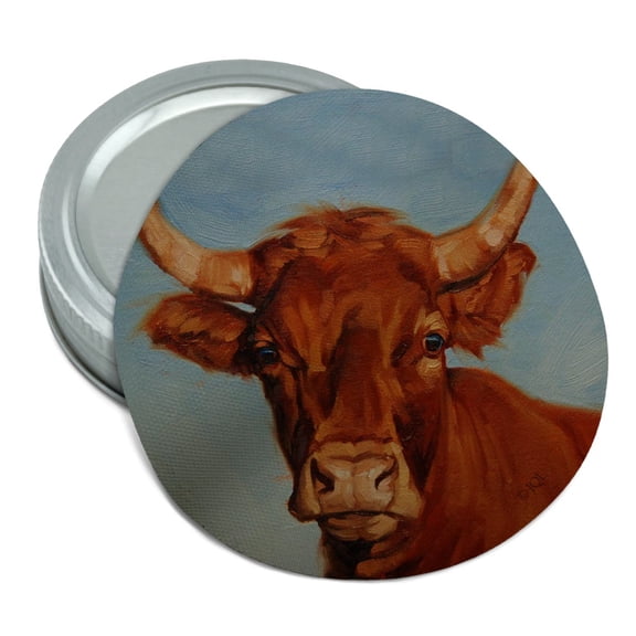 Brown Cow Cattle Horns Round Rubber Non-Slip Jar Gripper Lid Opener