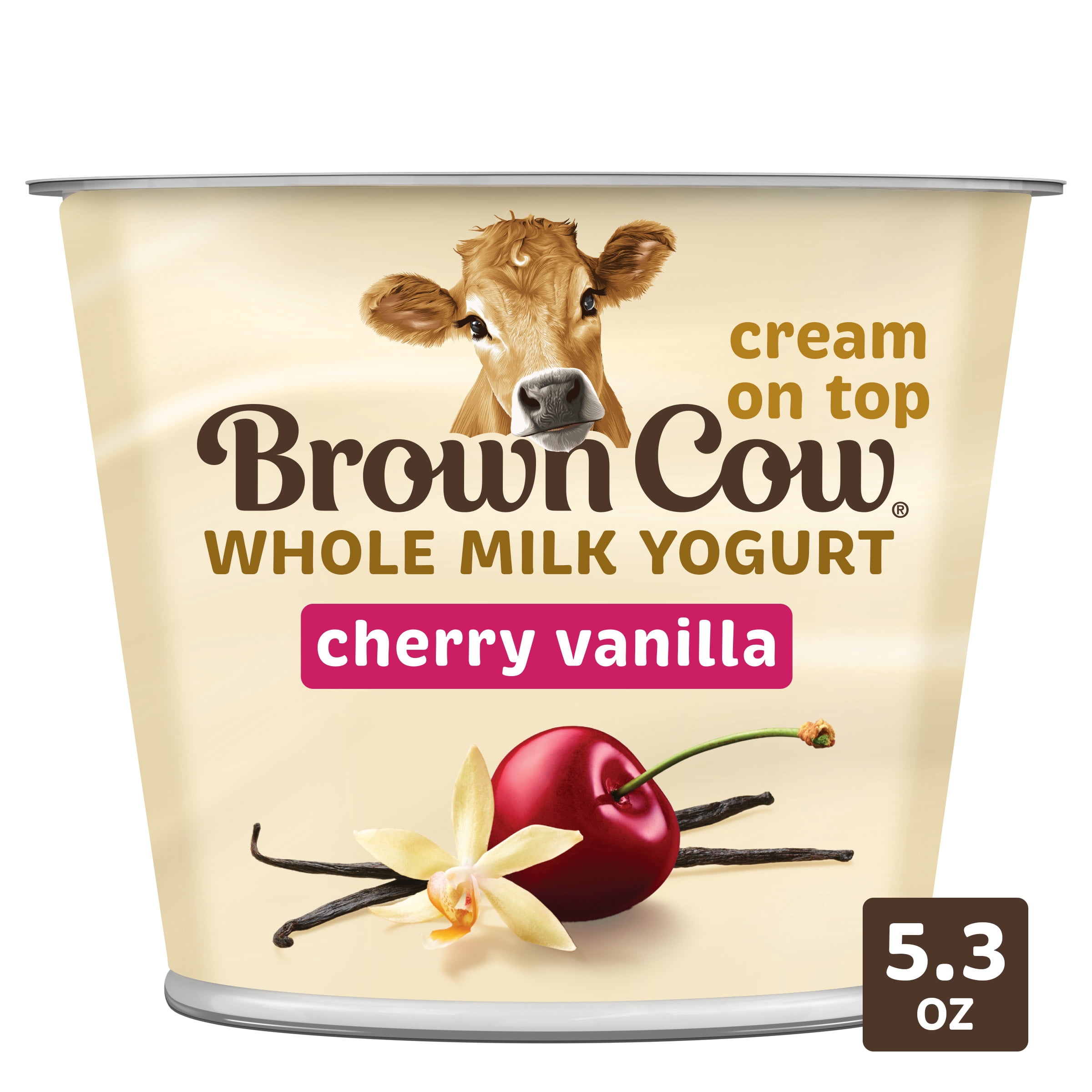 Brown Cow Cream Top Cherry Vanilla Whole Milk Yogurt 5.3 oz. Cup