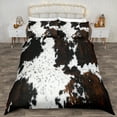 thumbnail image 1 of Brown Cow Divet Cover Set Queen, 3 Pieces Bed Cover Black White Cow Print Farmhouse Bedding Set for Kids Boys Girls, 1 of 7