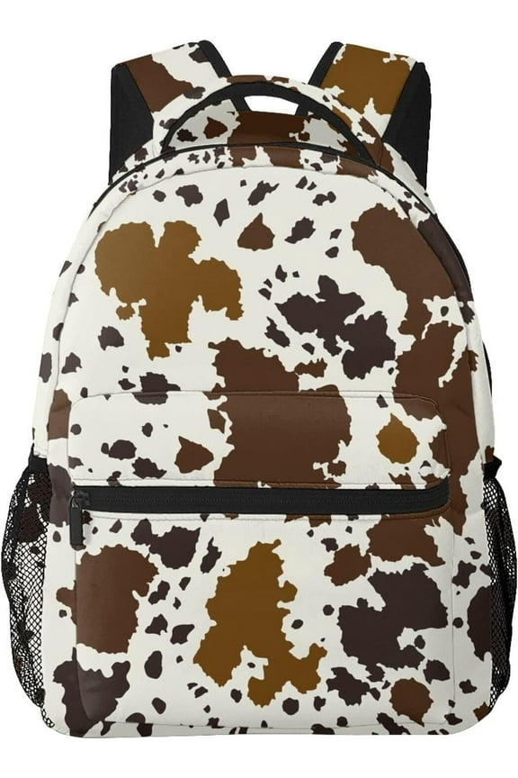 Brown Cow Print Backpack For School Laptop Bags Bookbag Big Casual Daypack For Student Teens Travel Sports Work Unisex