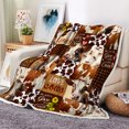 thumbnail image 1 of Brown Cow Print Blanket,Cute Blanket,Soft Flannel Blankets,Watercolor Floral Flower Throw Blanket for Couch Super Soft Cozy Bed Blanket Lightweight Plush Fuzzy Lap Throws Blankets for Sofa 50X60in, 1 of 6