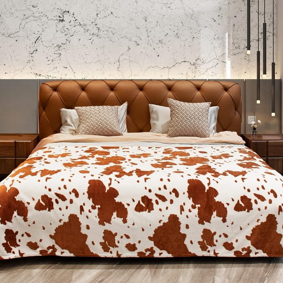 Brown Cow Print Blanket Twin Size Plush Fleece Fuzzy Lightweight Warm Cow Blanket Soft Microfiber Flannel Cozy Cow Print Throw Blanket Couch Bed Sofa All Seasons 60 x 80 in Blanket Cow Gift